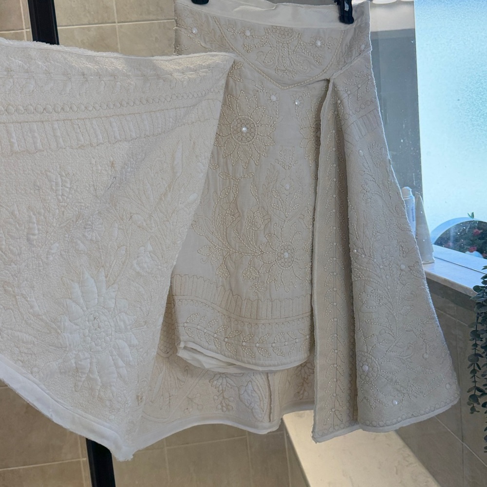 Zara ATELIER Embroiderd Cape skirt limited edition Cream Textured A-Line Skirt - Picture 9 of 11